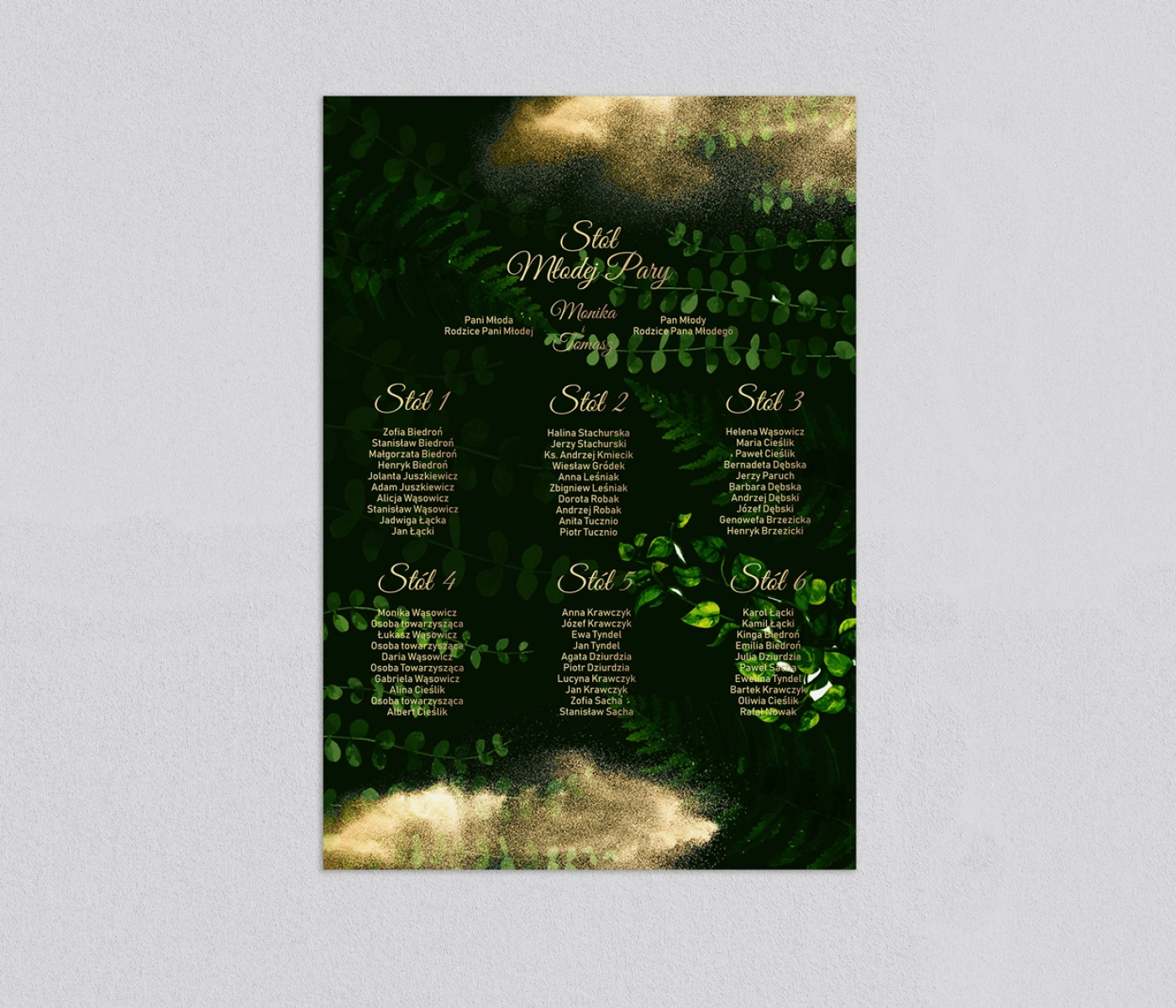 Plan stołów weselnych Greenery - Motyw 3
