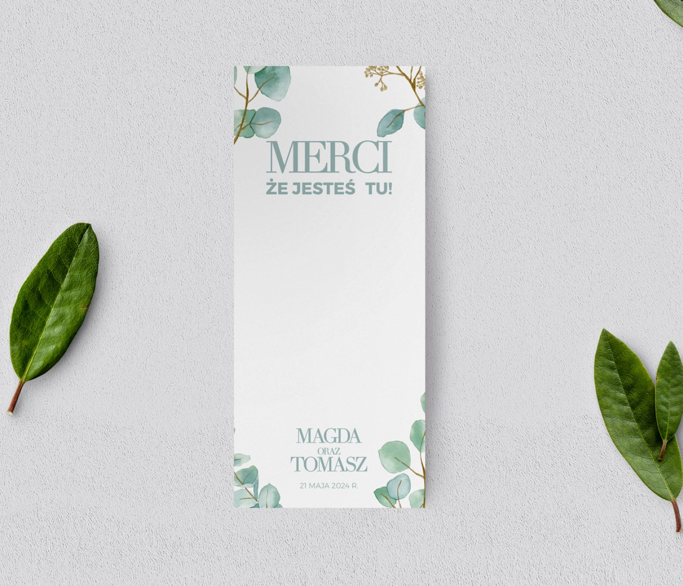 Podziękowanie Merci - Karteczka Eukaliptus - Motyw 1