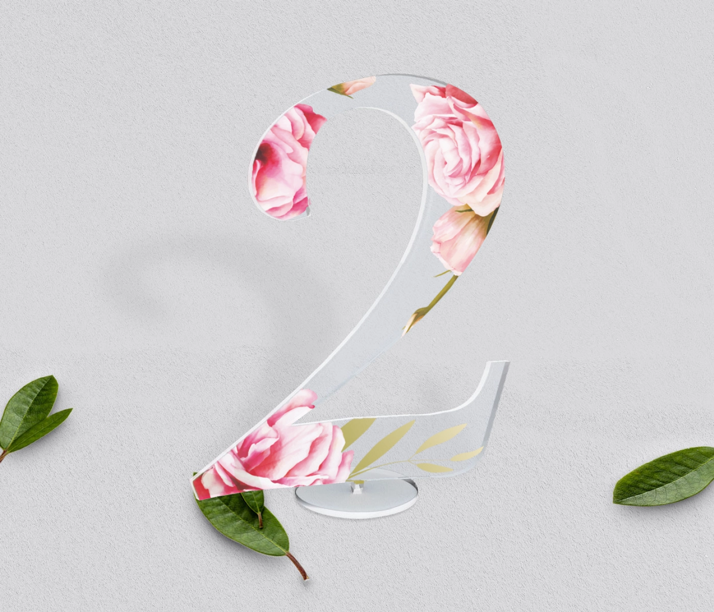 Akrylowe numery na stół weselny - Flowers & Frame Motyw 5