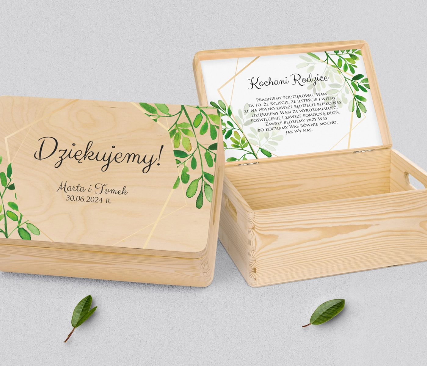 Skrzyneczka dla Rodziców - naturalna Flowers & Frame Motyw 3