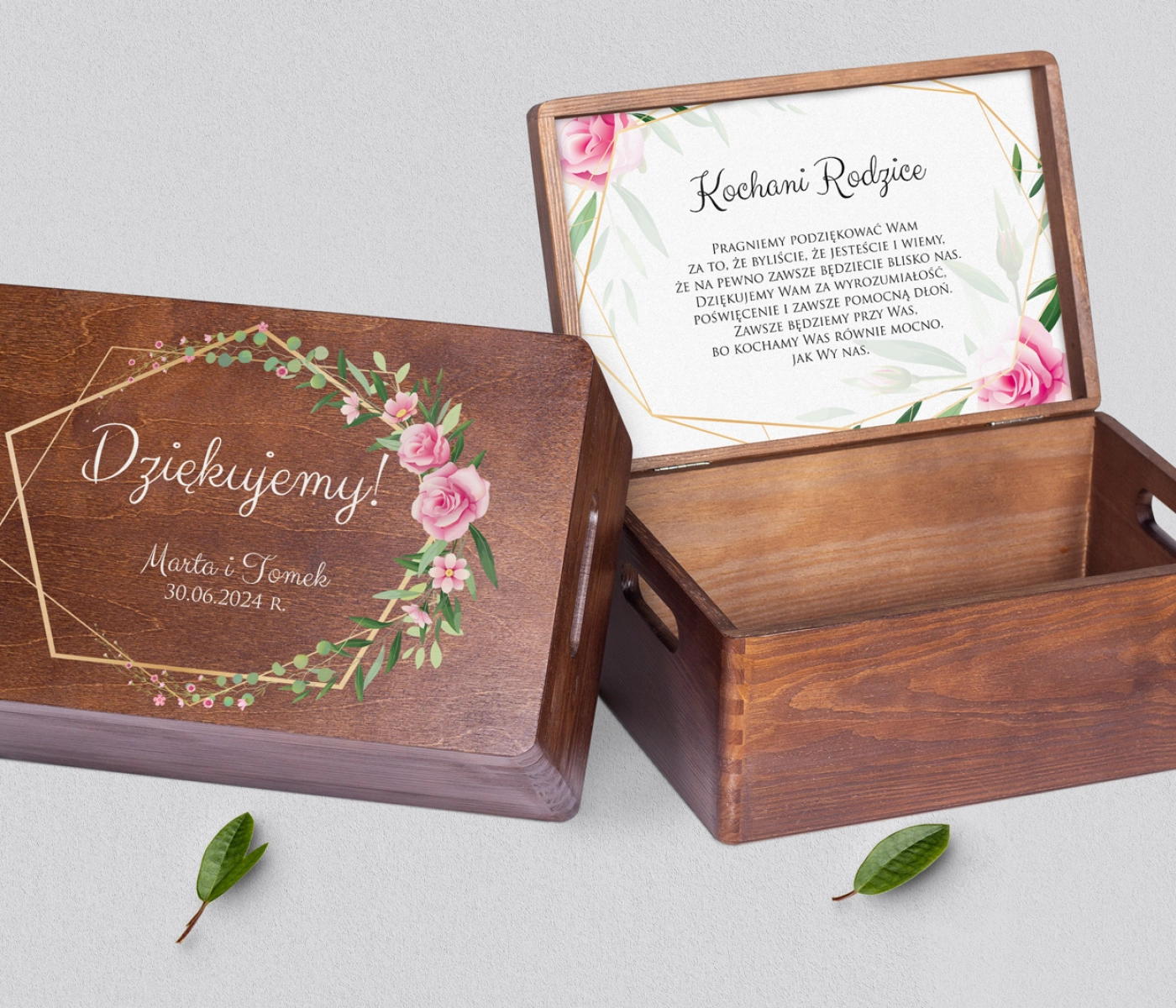 Skrzyneczka dla Rodziców - brązowa Flowers & Frame Motyw 4