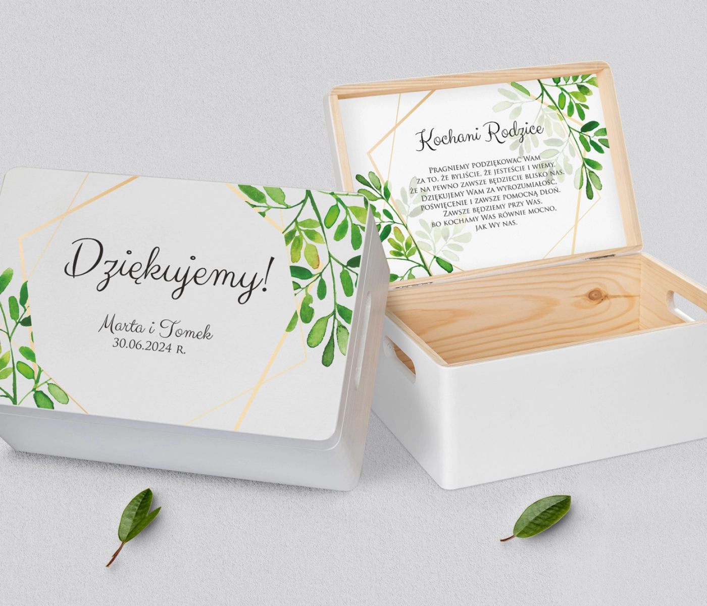Skrzyneczka dla Rodziców - biała Flowers & Frame Motyw 3