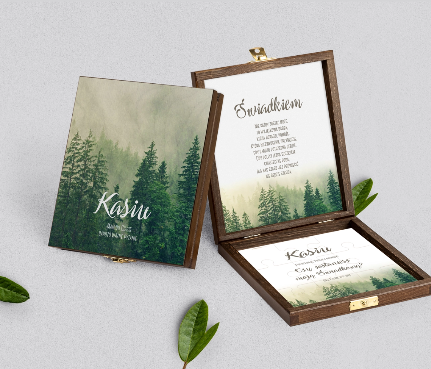 Prośba o świadkowanie - brązowe puzzle Forest - Motyw 1