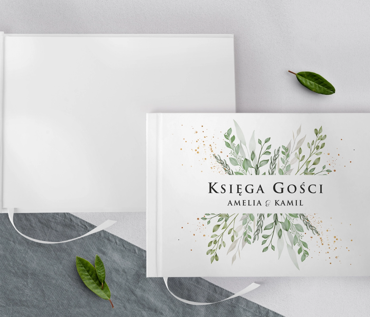 Księga Gości Weselnych Leaves Motyw 3