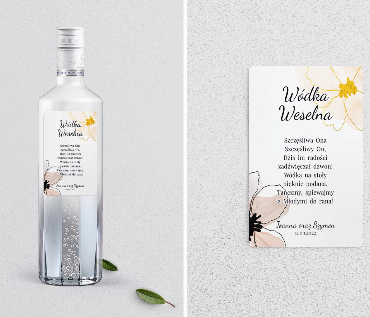 Naklejki na alkohol - Watercolor Wedding Motyw 1