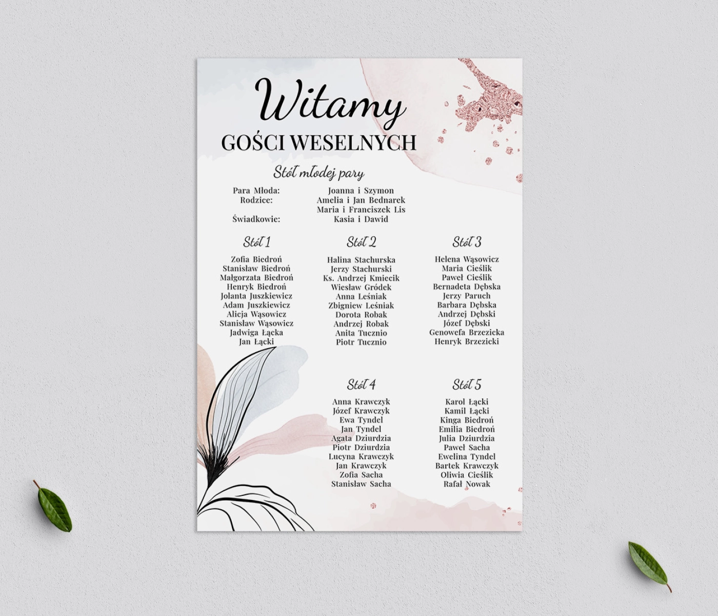 Plan stołów weselnych Watercolor Wedding - Motyw 2