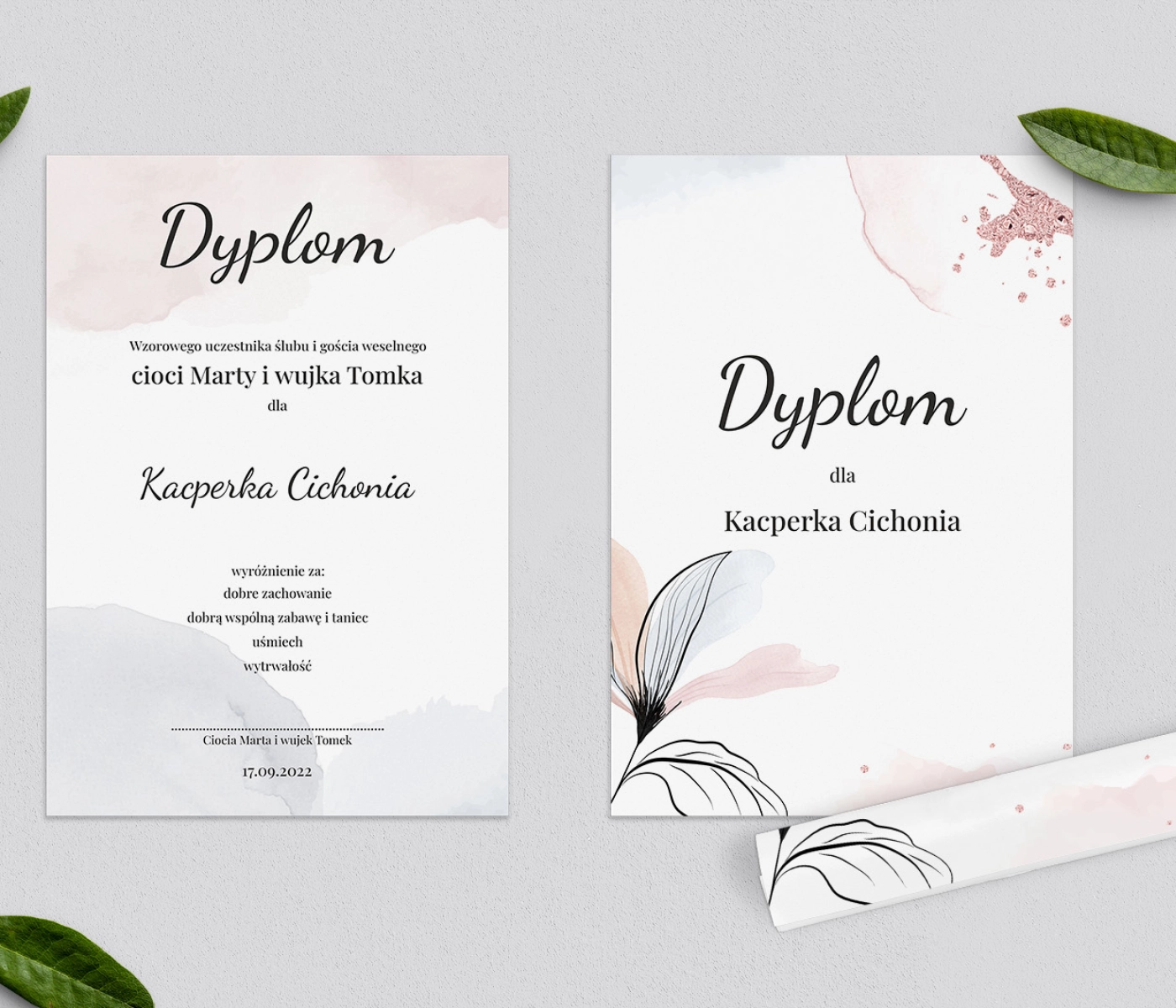Dyplomy dla Dzieci - Watercolor Wedding Motyw 2