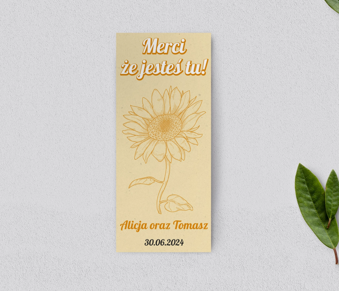 Podziękowanie Merci - Karteczka Sunflowers - Motyw 1
