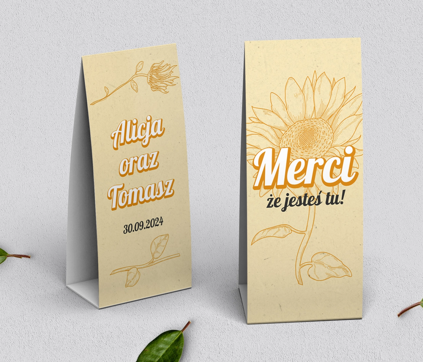 Podziękowanie Merci - Pudełeczko Sunflowers Motyw 1