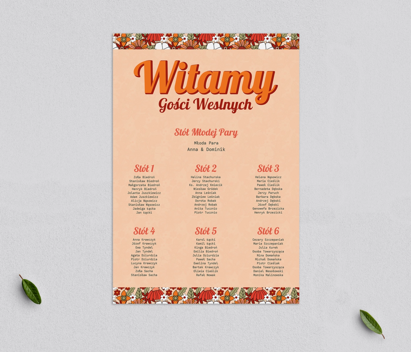 Plan stołów weselnych Retro Style - Motyw 3