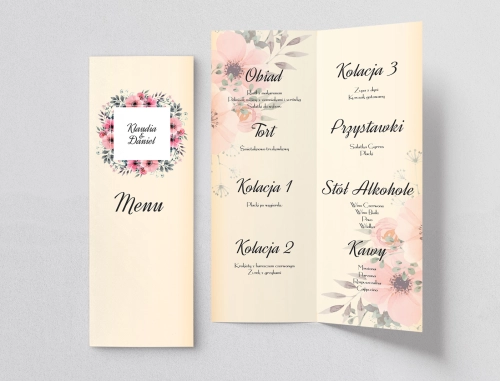 Menu Weselne love Motyw 2