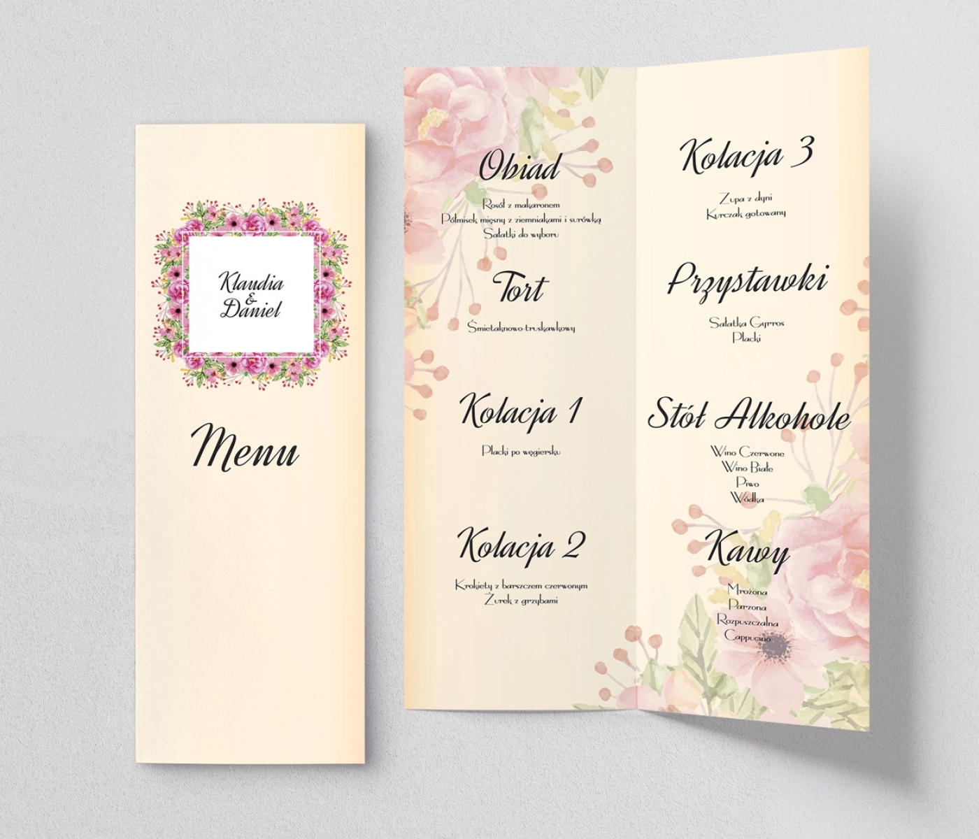 Menu Weselne love Motyw 5