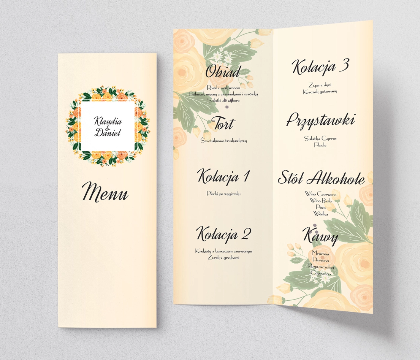 Menu Weselne love Motyw 8