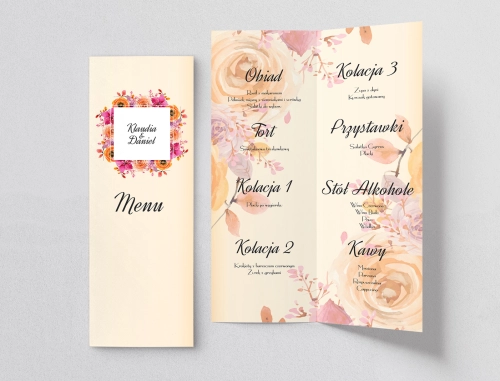 Menu Weselne love Motyw 12