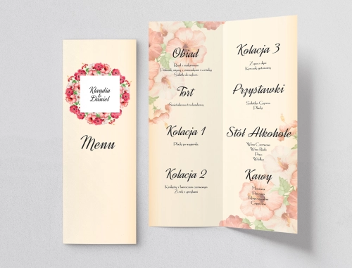 Menu Weselne love Motyw 16