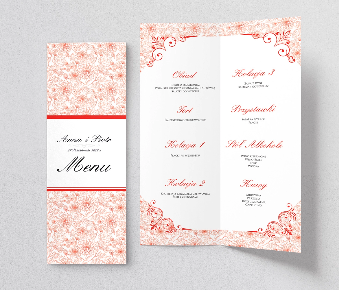 Menu Weselne Ornaments - Motyw 9