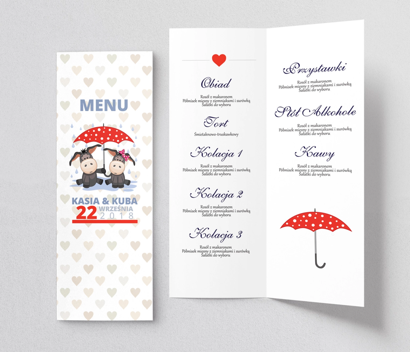 Menu Weselne Uroczy Deszcz Motyw 7