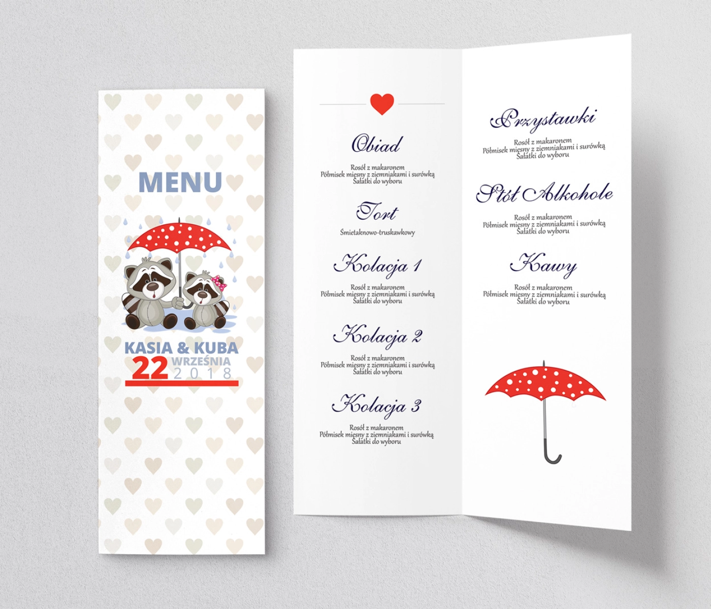 Menu Weselne Uroczy Deszcz Motyw 18