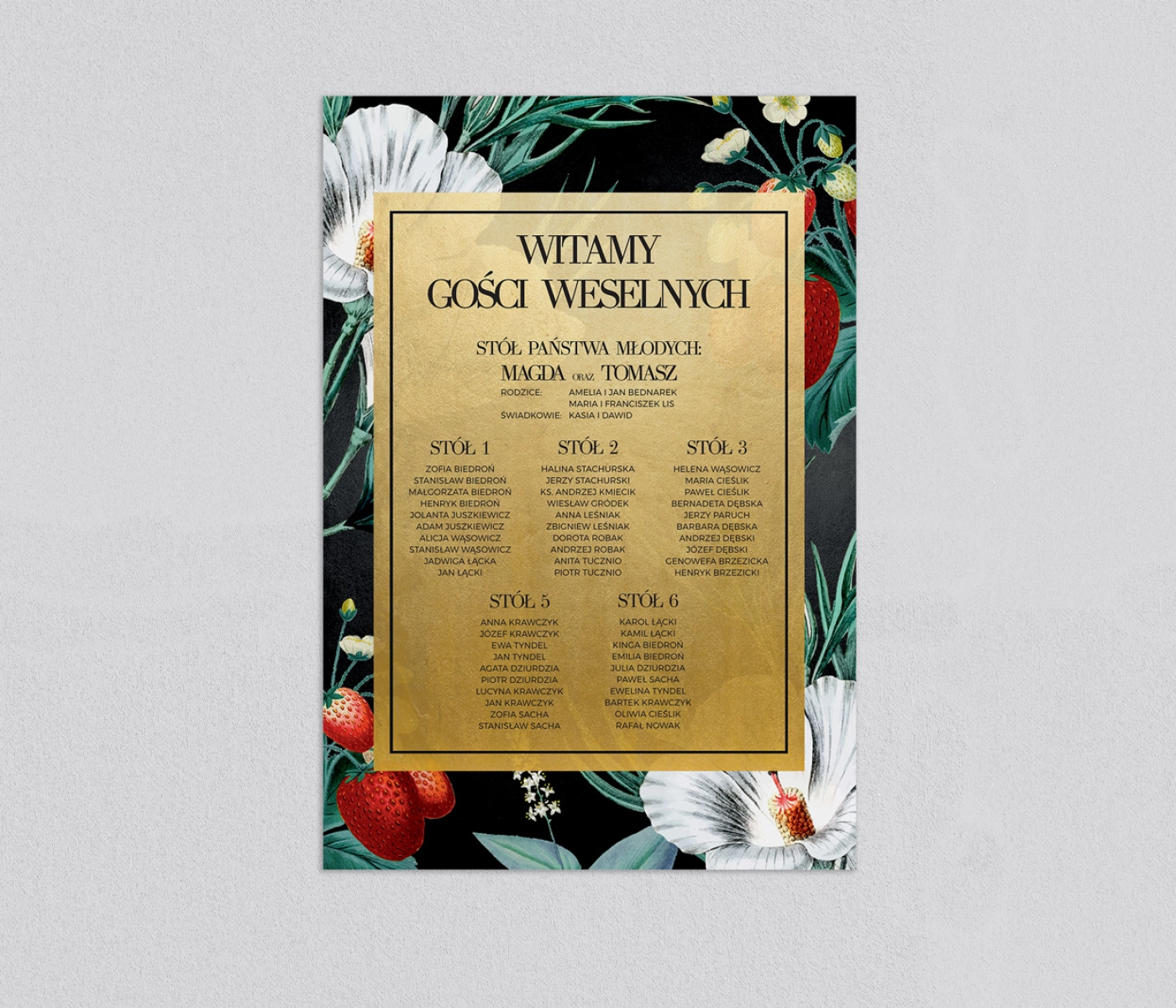 Plan stołów weselnych Amore - Gold - Motyw 3