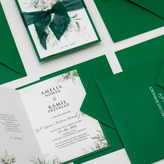 Zaproszenia ślubne Leaves - Składane Motyw 1