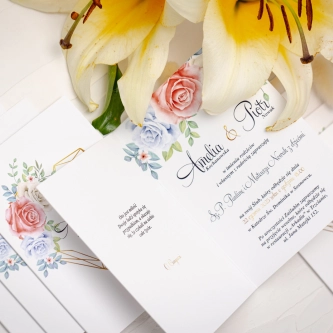 Zaproszenia ślubne Geometryczne Serce ze sznurkiem złotym i&nbsp;kopertą z&nbsp;zaklejką