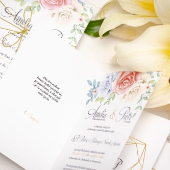 Zaproszenia ślubne Geometryczne Serce - Składane Motyw 3