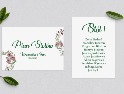 Plan Stołów - Karteczka Heart of Flowers Motyw 3