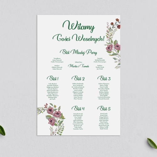 Plan stołów weselnych Heart of Flowers - Motyw 3