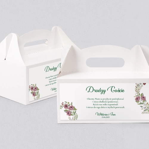 Pudełko na ciasto weselne Heart of Flowers Motyw 3