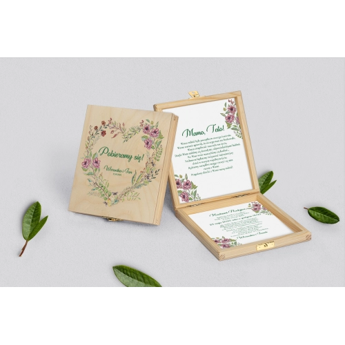 Zaproszenie dla Rodziców - naturalne Heart of Flowers Motyw 3