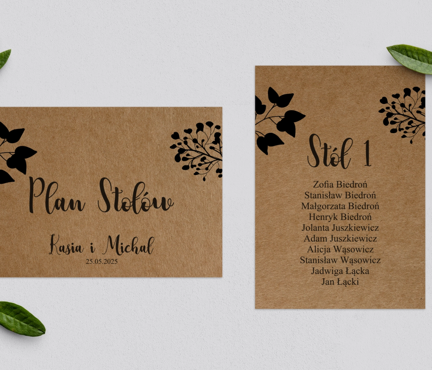 Plan Stołów - Karteczka Boho Motyw 3