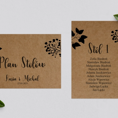 Plan Stołów - Karteczka Boho Motyw 3