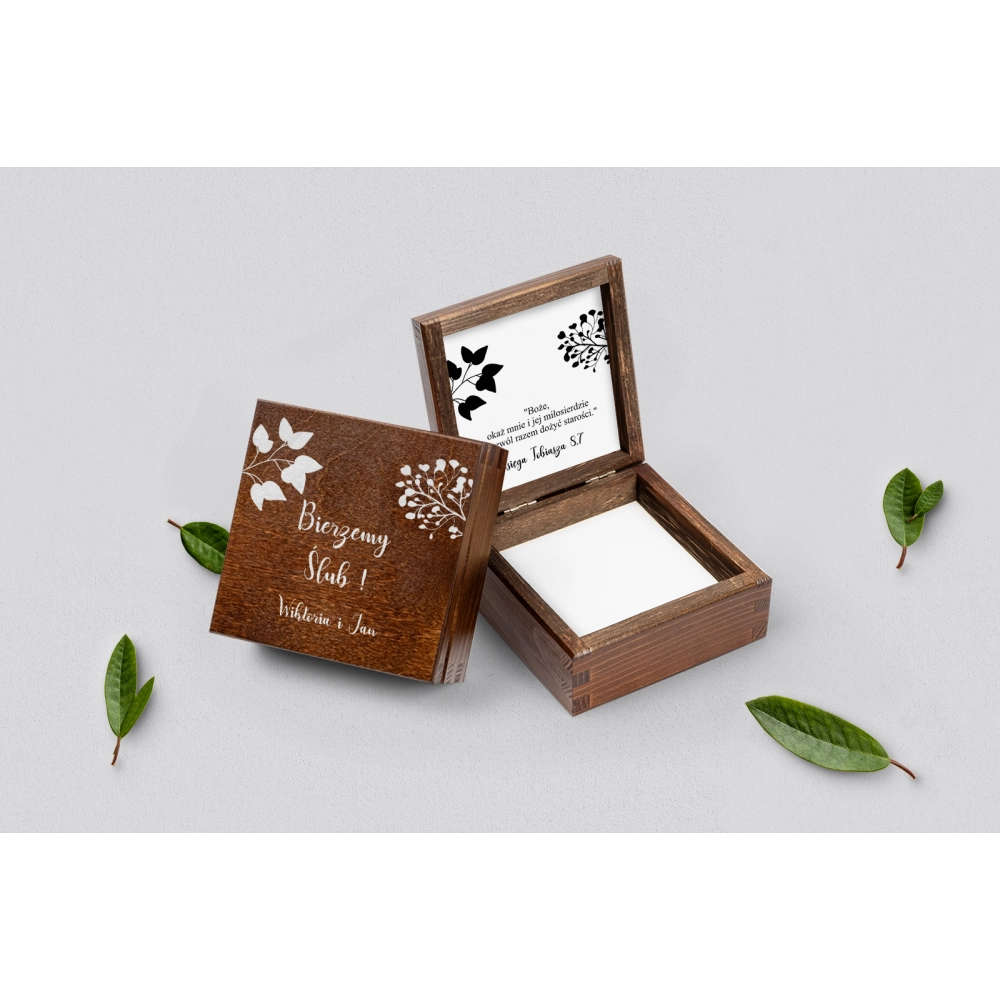 Pudełko na obrączki brązowe - Boho Motyw 3