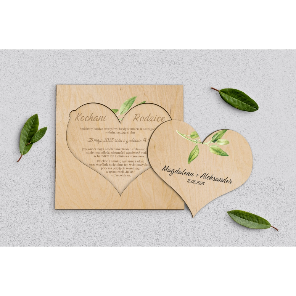 Drewniane Zaproszenie dla Rodziców - Nature - Motyw 2