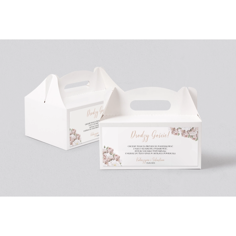 Pudełko na ciasto weselne Amore Rosso Motyw 2