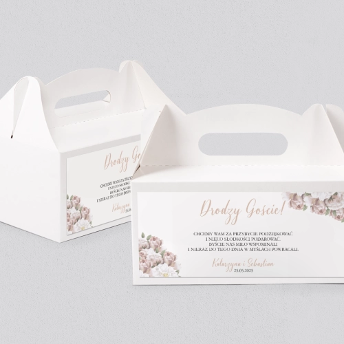 Pudełko na ciasto weselne Amore Rosso Motyw 2