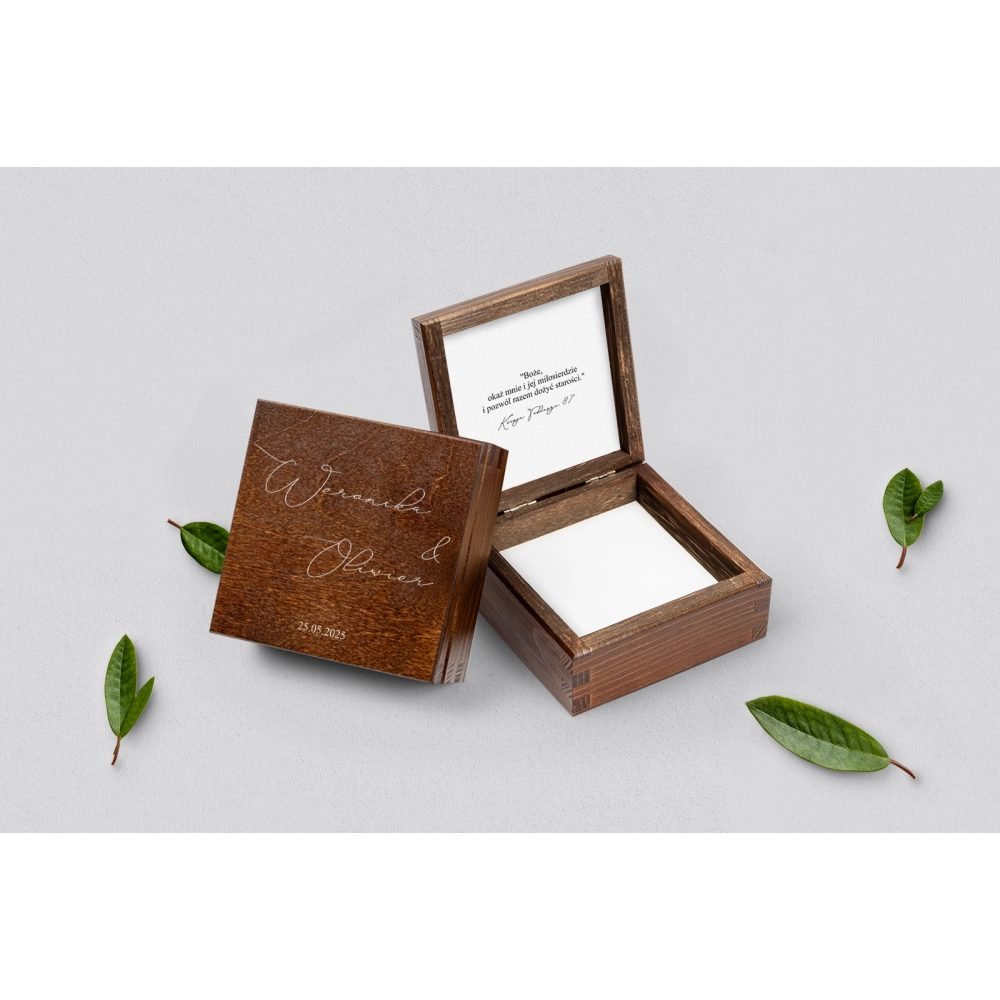 Pudełko na obrączki brązowe - Minimalistyczne Motyw 3