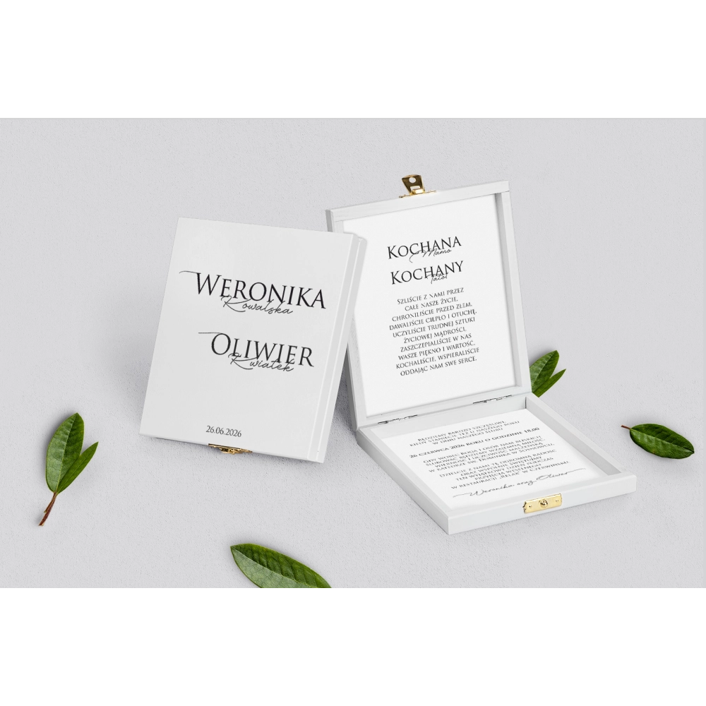 Zaproszenie dla Rodziców - białe Minimalistyczne Motyw 2