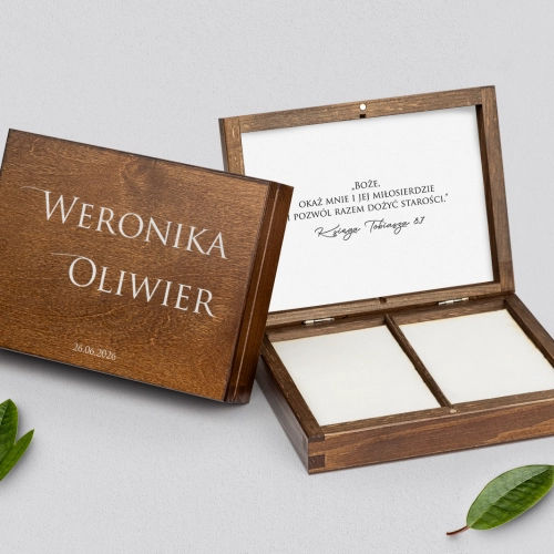 Pudełko na obrączki prostokątne brązowe - Minimalistyczne Motyw 2
