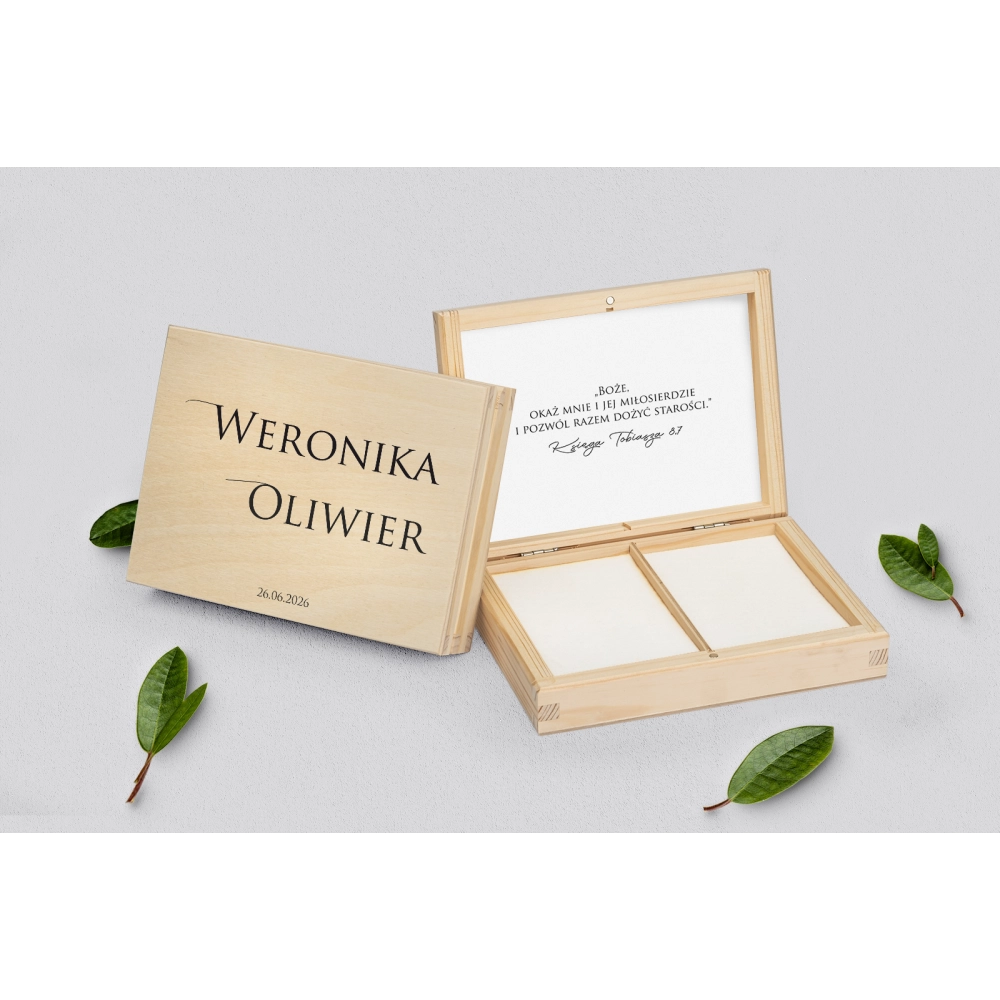 Pudełko na obrączki prostokątne naturalne - Minimalistyczne Motyw 2
