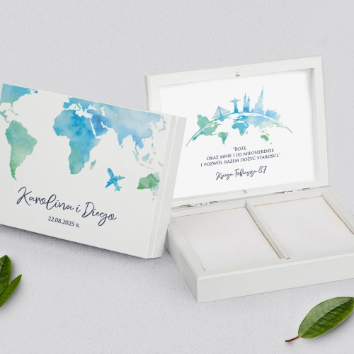 Pudełko na obrączki prostokątne białe - Mapa - Motyw 1