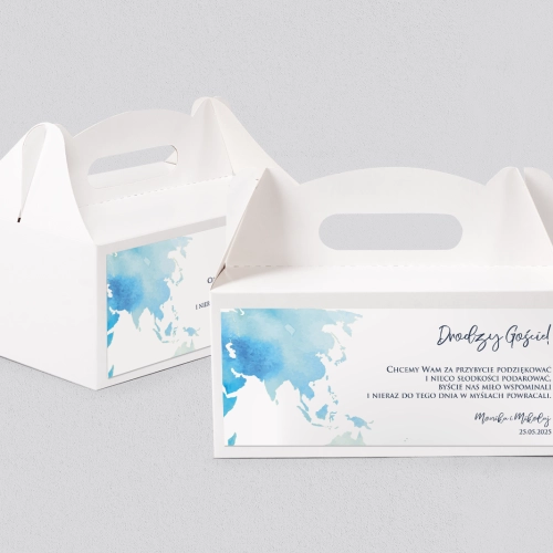 Pudełko na ciasto weselne Mapa Motyw 1