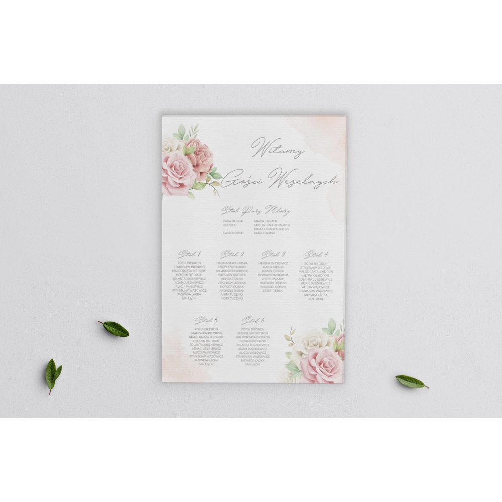 Plan stołów weselnych na płótnie Lili - Motyw 3