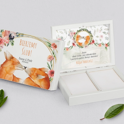 Pudełko na obrączki prostokątne białe - Animals Motyw 1