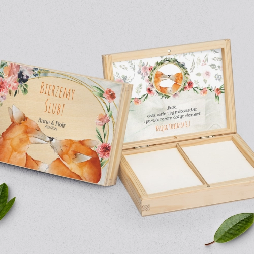Pudełko na obrączki prostokątne naturalne - Animals Motyw 1