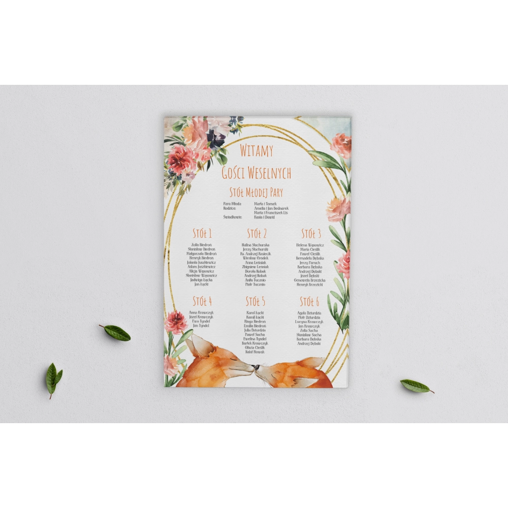 Plan stołów weselnych na płótnie Animals Motyw 1