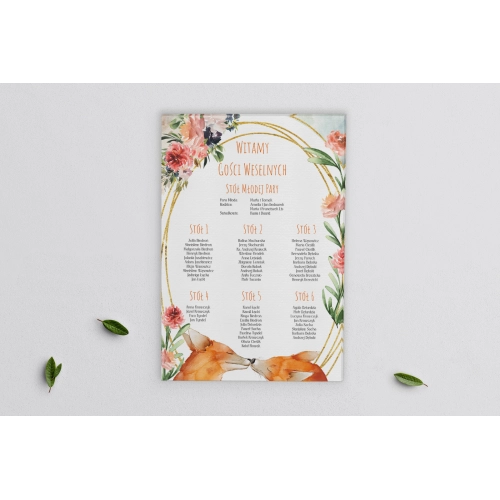 Plan stołów weselnych na płótnie Animals Motyw 1