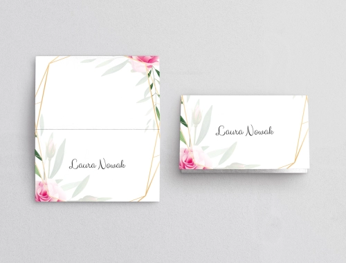 Winietki ślubne składane Flowers & Frame - Motyw 4