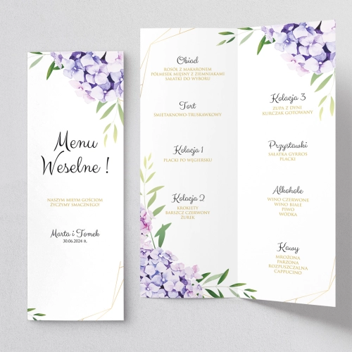 Menu Weselne Flowers & Frame - Motyw 1