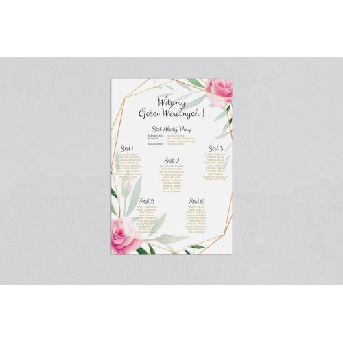 Plan stołów weselnych Flowers & Frame - Motyw 4